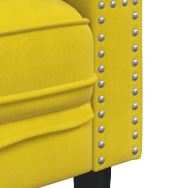 vidaXL Καναπές Διθέσιος Chesterfield με Στηρίγματα Κίτρινος Βελούδο 194x74,5x70,5cm 1 τεμ. Τριθέσιος