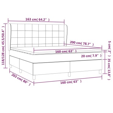 vidaXL Κρεβάτι Boxspring με Στρώμα Σκούρο Καφέ 160x200 εκ Υφασμάτινο