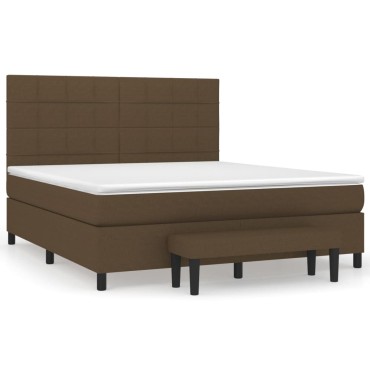 vidaXL Κρεβάτι Boxspring με Στρώμα Σκούρο Καφέ 160x200 εκ Υφασμάτινο