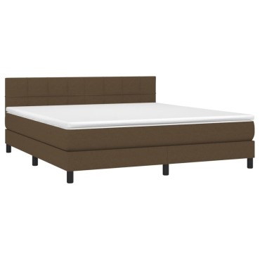 vidaXL Κρεβάτι Boxspring με Στρώμα Σκούρο Καφέ 160x200 εκ Υφασμάτινο
