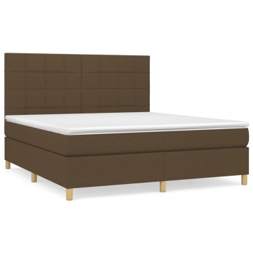vidaXL Κρεβάτι Boxspring με Στρώμα Σκούρο Καφέ 160x200 εκ Υφασμάτινο