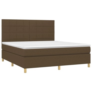 vidaXL Κρεβάτι Boxspring με Στρώμα Σκούρο Καφέ 160x200 εκ Υφασμάτινο