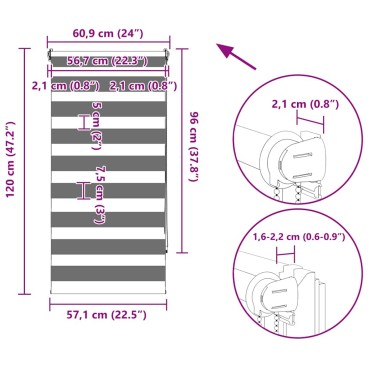 Σύστημα Σκίασης Ρόλερ Zebra Καφέ 60 x 120 εκ.