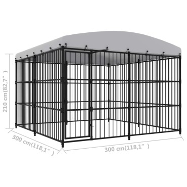 vidaXL Κλουβί Σκύλου Εξωτερικού Χώρου 300 x 300 x 210 εκ. με Στέγαστρο