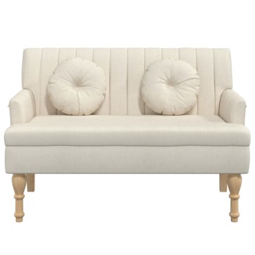 vidaXL Παγκάκι 113x64,5x75,5cm Λινό με Μαξιλάρια