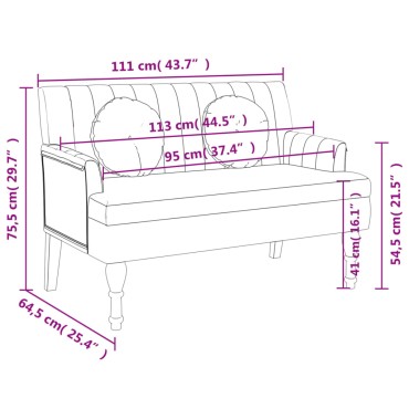 vidaXL Παγκάκι 113x64,5x75,5cm Λινό με Μαξιλάρια