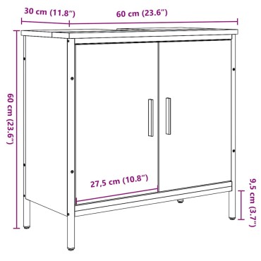 vidaXL Ντουλάπι Νιπτήρα Αρτισιανή Δρυς 60x30x60cm Επεξ. Ξύλο 1 τεμ.
