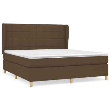 vidaXL Κρεβάτι Boxspring με Στρώμα Σκούρο Καφέ 160x200 εκ Υφασμάτινο