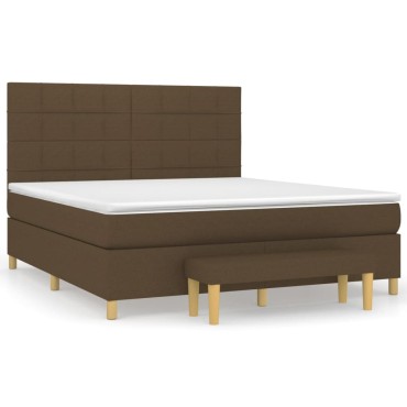 vidaXL Κρεβάτι Boxspring με Στρώμα Σκούρο Καφέ 160x200 εκ Υφασμάτινο