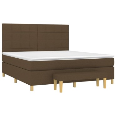 vidaXL Κρεβάτι Boxspring με Στρώμα Σκούρο Καφέ 160x200 εκ Υφασμάτινο