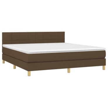 vidaXL Κρεβάτι Boxspring με Στρώμα Σκούρο Καφέ 160x200 εκ Υφασμάτινο