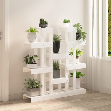vidaXL Βάση Γλάστρας Λευκή 104,5x25x109,5 εκ. από Μασίφ Ξύλο Πεύκου