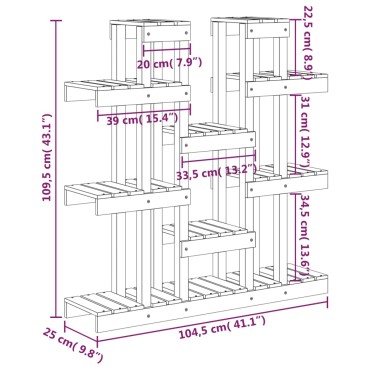 vidaXL Βάση Γλάστρας Λευκή 104,5x25x109,5 εκ. από Μασίφ Ξύλο Πεύκου