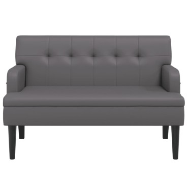 vidaXL Παγκάκι με Πλάτη Γκρι 112x65,5x75cm από Συνθετικό Δέρμα