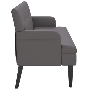 vidaXL Παγκάκι με Πλάτη Γκρι 112x65,5x75cm από Συνθετικό Δέρμα