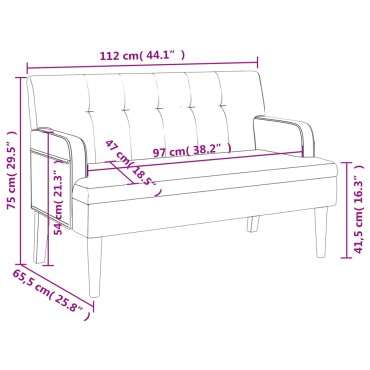 vidaXL Παγκάκι με Πλάτη Γκρι 112x65,5x75cm από Συνθετικό Δέρμα
