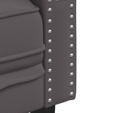 vidaXL Καναπές Chesterfield 3θέσιος Γκρι από Συνθετικό Δέρμα 194x74,5x70,5cm