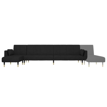 vidaXL Καναπές Κρεβάτι Γωνιακός Μαύρος 275x140x70cm Βελούδινος 1 τεμ.