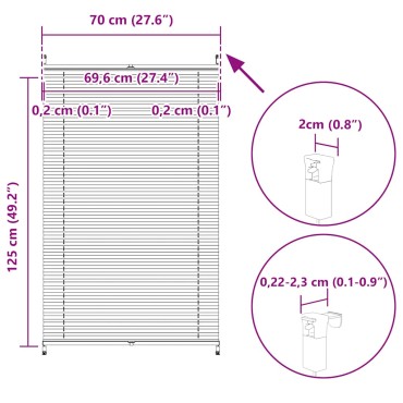 vidaXL Πλισέ ρόλερ σκίασης 70x125cm Λευκό