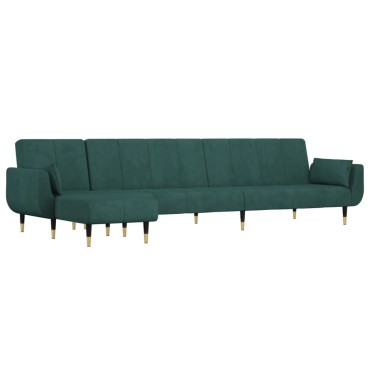 vidaXL Καναπές Κρεβάτι Γωνιακός Σκ. Πράσινο 275x140x70cm Βελούδινος 1 τεμ.
