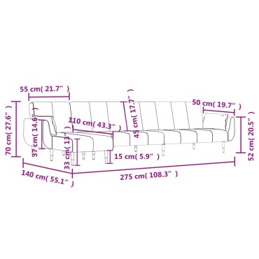vidaXL Καναπές Κρεβάτι Γωνιακός Σκ. Πράσινο 275x140x70cm Βελούδινος 1 τεμ.
