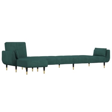 vidaXL Καναπές Κρεβάτι Γωνιακός Σκ. Πράσινο 275x140x70cm Βελούδινος 1 τεμ.