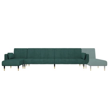vidaXL Καναπές Κρεβάτι Γωνιακός Σκ. Πράσινο 275x140x70cm Βελούδινος 1 τεμ.