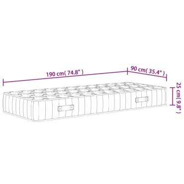 vidaXL Στρώμα με Pocket Springs Μεσαία Σκληρότητα 90x200cm Μονό 1 τεμ. - Μονό