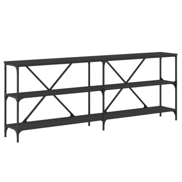 vidaXL Τραπέζι Κονσόλα Μαύρο 200x30x75cm Επεξεργ. Ξύλο/Σίδηρος 1 τεμ.