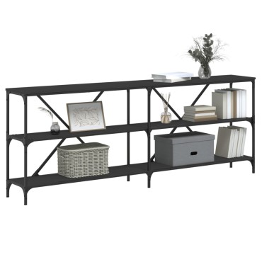 vidaXL Τραπέζι Κονσόλα Μαύρο 200x30x75cm Επεξεργ. Ξύλο/Σίδηρος 1 τεμ.