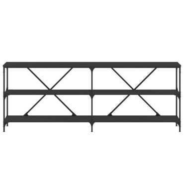 vidaXL Τραπέζι Κονσόλα Μαύρο 200x30x75cm Επεξεργ. Ξύλο/Σίδηρος 1 τεμ.