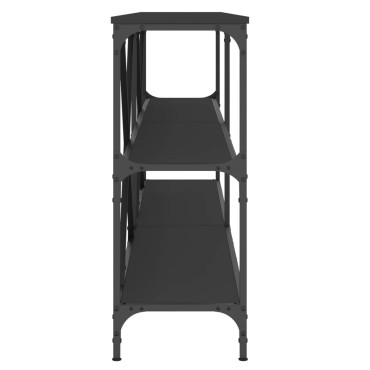 vidaXL Τραπέζι Κονσόλα Μαύρο 200x30x75cm Επεξεργ. Ξύλο/Σίδηρος 1 τεμ.