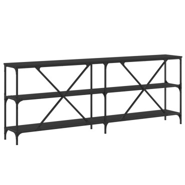 vidaXL Τραπέζι Κονσόλα Μαύρο 200x30x75cm Επεξεργ. Ξύλο/Σίδηρος 1 τεμ.