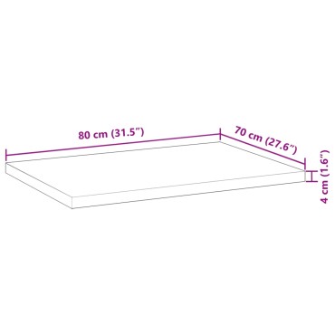 vidaXL Επιφάνεια Γραφείου Ορθογώνια 80x70x4cm Μασίφ Ξύλο Ακακίας