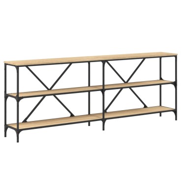 vidaXL Τραπέζι Κονσόλα Sonoma Δρυς 200x30x75cm Επεξ. Ξύλο/Σίδηρος 1 τεμ.