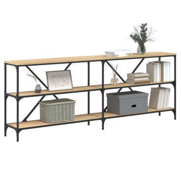 vidaXL Τραπέζι Κονσόλα Sonoma Δρυς 200x30x75cm Επεξ. Ξύλο/Σίδηρος 1 τεμ.