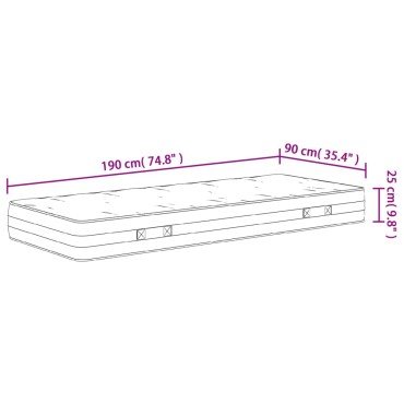 vidaXL Στρώμα με Pocket Springs Μεσαία Σκληρότητα 90x200cm Μονό 1 τεμ. - Μονό