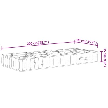 vidaXL Στρώμα με Pocket Springs Μεσαία Σκληρότητα 90x200cm 1 τεμ. - Μονό