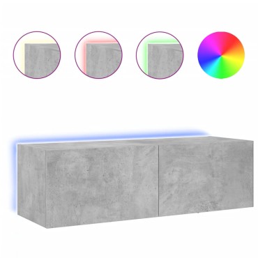 vidaXL Έπιπλο Τηλεόρασης με LED Γκρι Σκυροδέματος 100x35x31cm