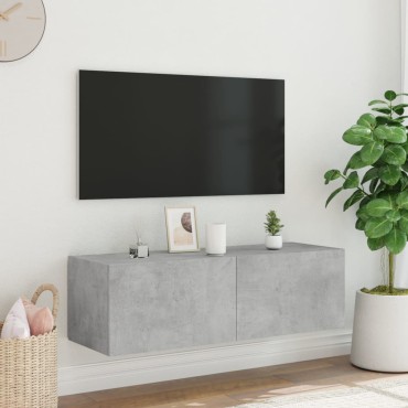 vidaXL Έπιπλο Τηλεόρασης με LED Γκρι Σκυροδέματος 100x35x31cm