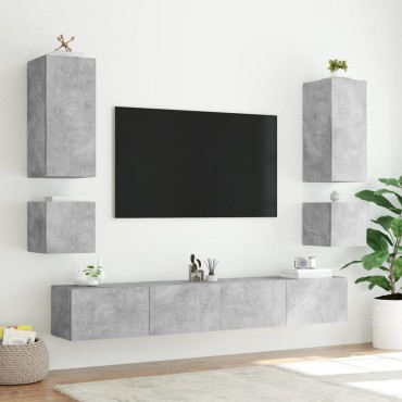 vidaXL Έπιπλο Τηλεόρασης με LED Γκρι Σκυροδέματος 100x35x31cm