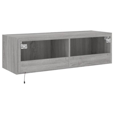 vidaXL Έπιπλο Τοίχου Τηλεόρασης με LED Γκρι Sonoma 100x35x31cm