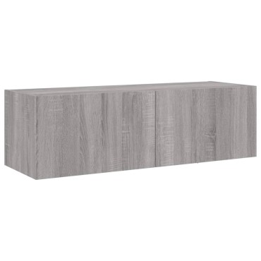 vidaXL Έπιπλο Τοίχου Τηλεόρασης με LED Γκρι Sonoma 100x35x31cm