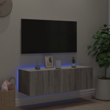 vidaXL Έπιπλο Τοίχου Τηλεόρασης με LED Γκρι Sonoma 100x35x31cm