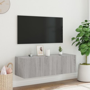 vidaXL Έπιπλο Τοίχου Τηλεόρασης με LED Γκρι Sonoma 100x35x31cm