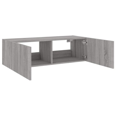 vidaXL Έπιπλο Τοίχου Τηλεόρασης με LED Γκρι Sonoma 100x35x31cm