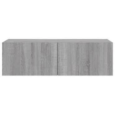 vidaXL Έπιπλο Τοίχου Τηλεόρασης με LED Γκρι Sonoma 100x35x31cm