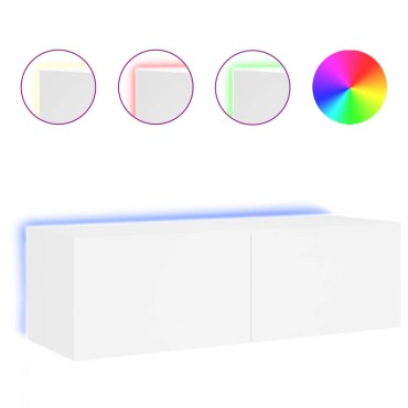 vidaXL Έπιπλο Τοίχου Τηλεόρασης με LED Λευκό 100x35x31cm