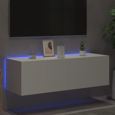 vidaXL Έπιπλο Τοίχου Τηλεόρασης με LED Λευκό 100x35x31cm