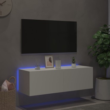 vidaXL Έπιπλο Τοίχου Τηλεόρασης με LED Λευκό 100x35x31cm